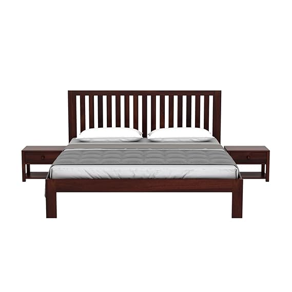 Curious Lifestyle CRAFTS Sheesham Wood Queen Size Bed Without Storage Solid Wooden Cot Bed Double Bed Furniture for Bedroom Living Room Home - Bars Bie Bed (Teak Finish)