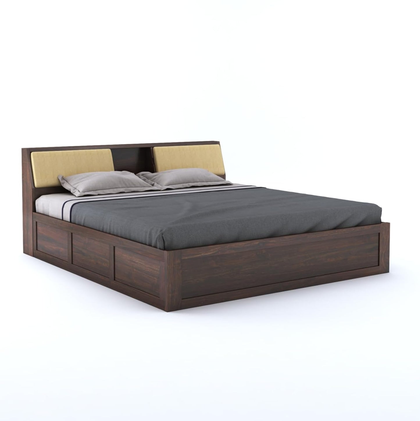 Curious Lifestyle CRAFTS Sheesham Wood Queen Size Bed Without Storage Solid Wooden Cot Bed Double Bed Furniture for Bedroom Living Room Home - Bars Bie Bed (Teak Finish)