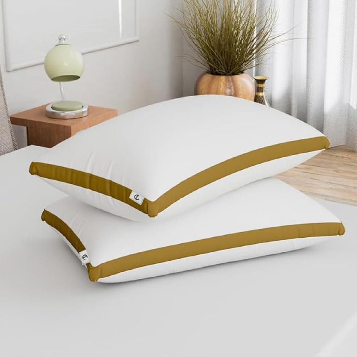 Extra Soft Microfiber Filled Down Alternative Hypoallergenic Premium Sleeping Pillow/Border Pillow Set of 2 (16 x 24 inch Pack of 2)