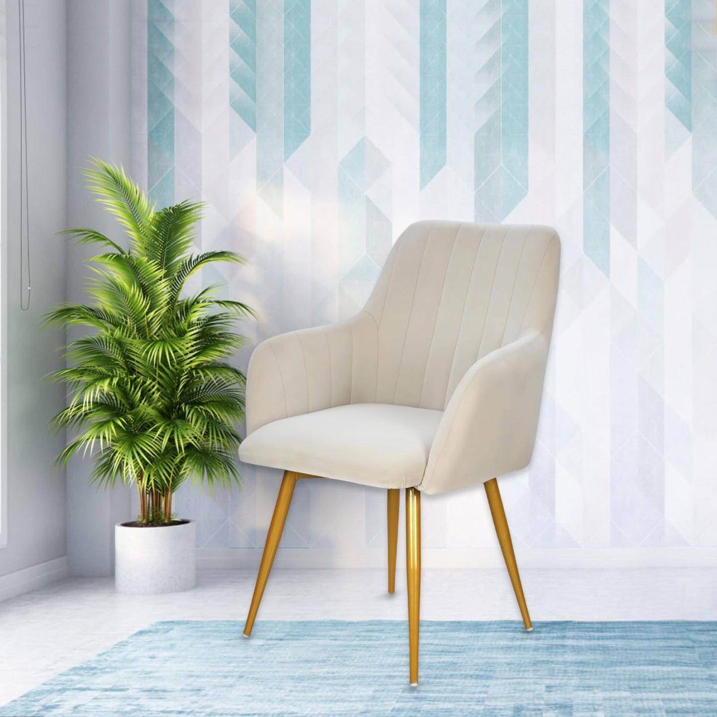 Velvet Cafe & Dining Chair with Armrest by Curious Lifestyle