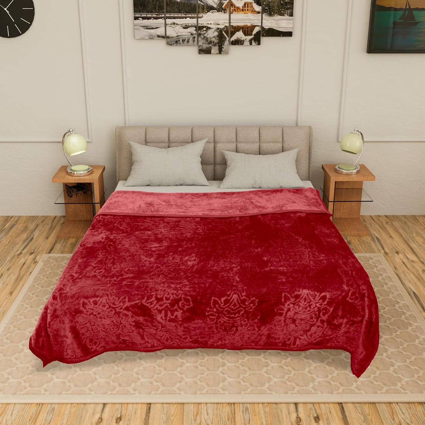 Double Bed Mink Blanket 400 TC | Super Soft Heavy Warm Blanket (Blue)