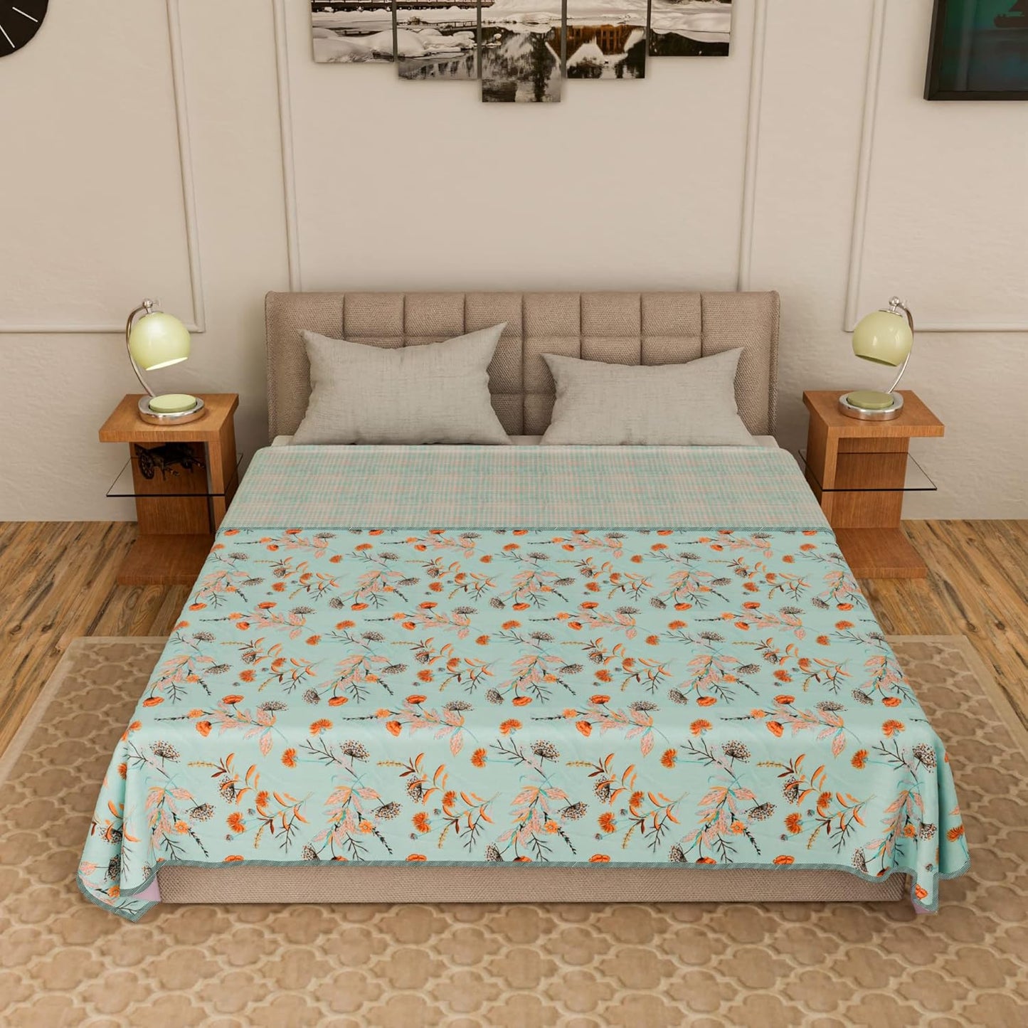 Cotton Soft Hand Block Printed Reversible Dohar AC Blanket Double Bed King Size (Size-84*90/C5)