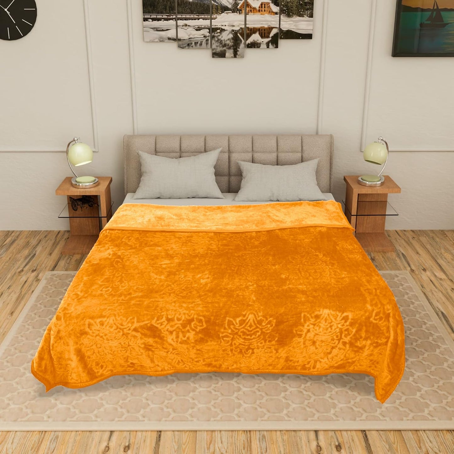 Double Bed Mink Blanket 400 TC | Super Soft Heavy Warm Blanket (Blue)