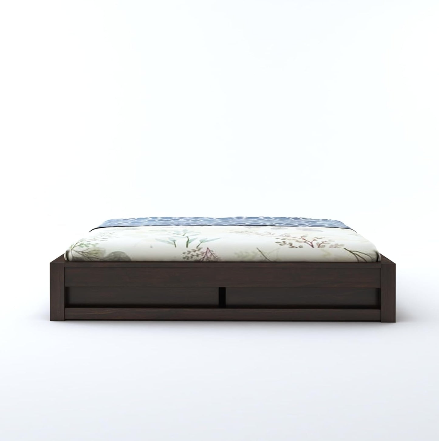 Contemporary Sheesham Wood Double Bed in Walnut Finish – Storage Bed for Indian Homes