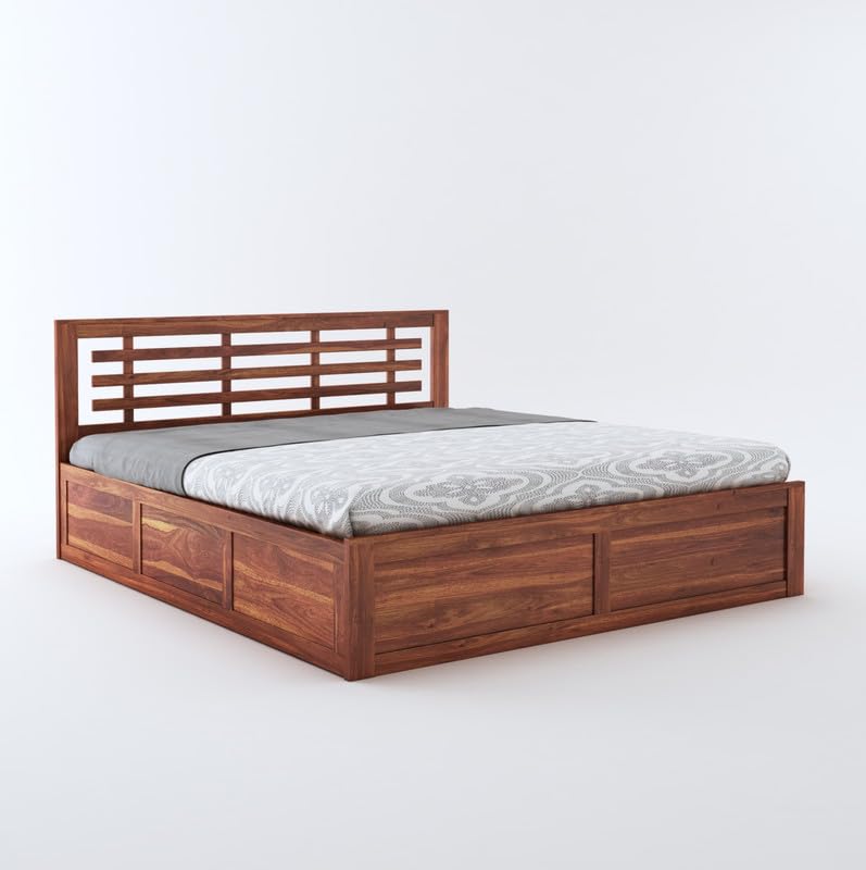Curious Lifestyle Sheesham Wood Double Bed with Storage for Home
