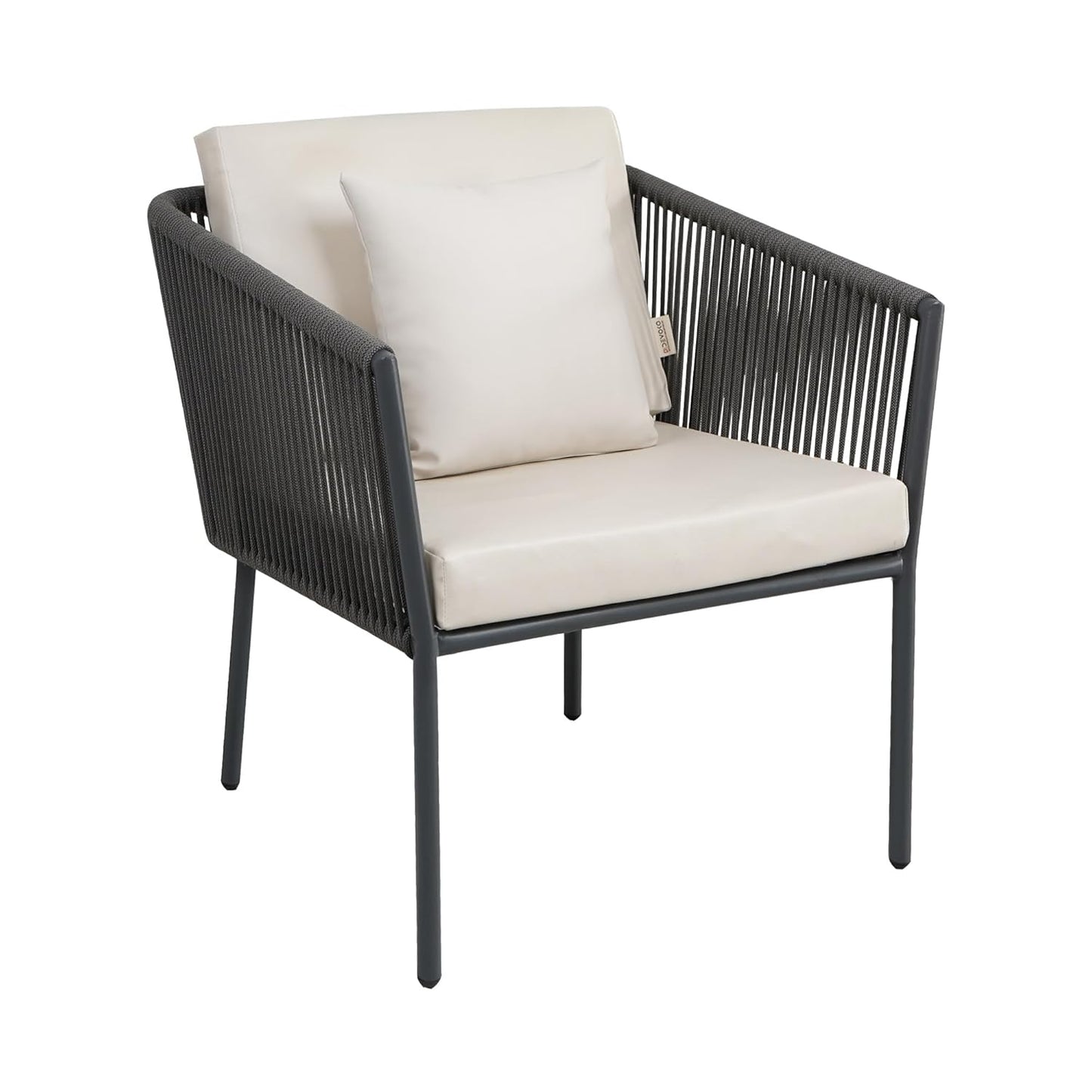Modern 4 Seater Rope Sofa with Glass Coffee Table