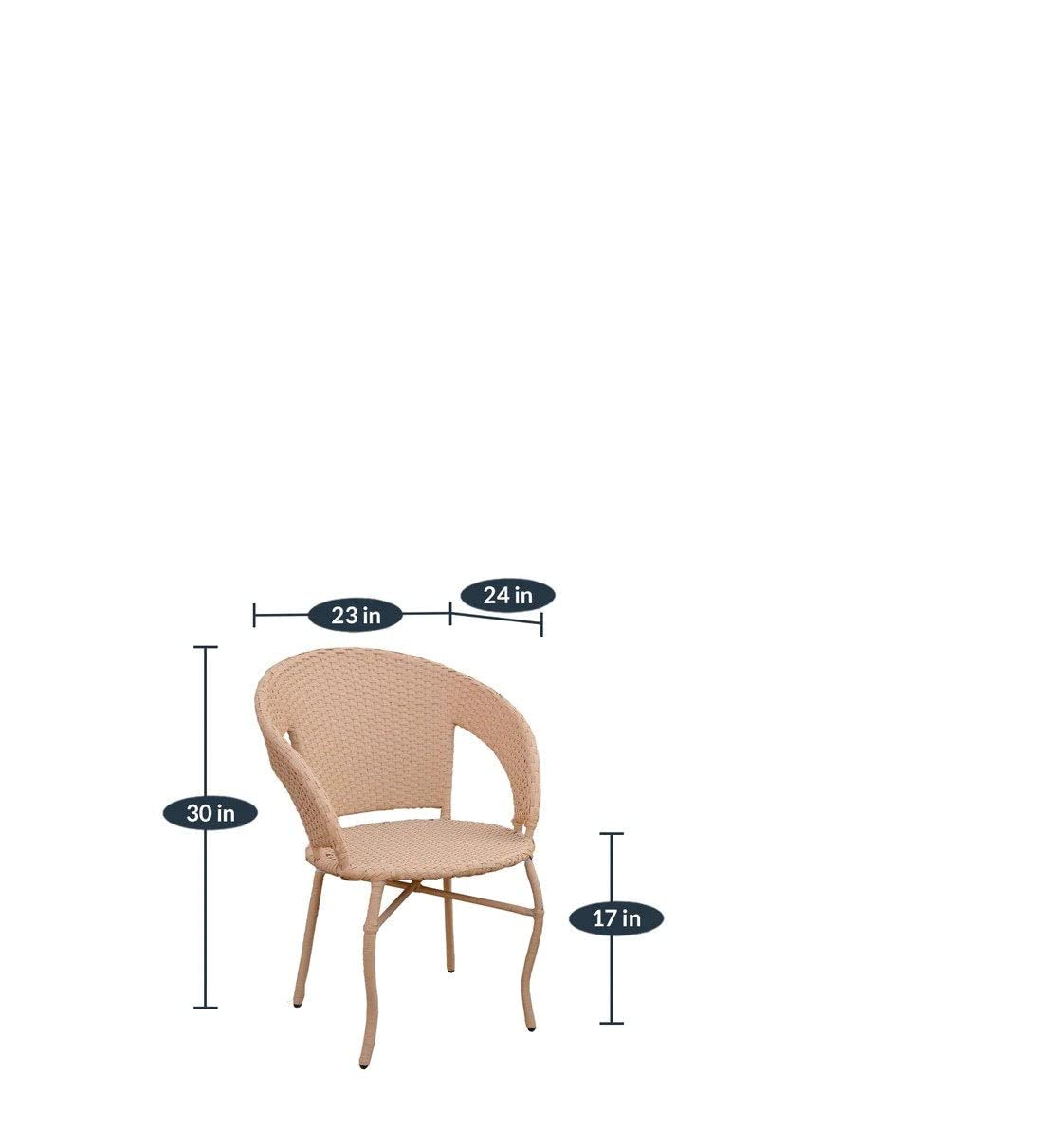Round glass top rattan wicker table with 24 x 24 inch size for outdoor seating set