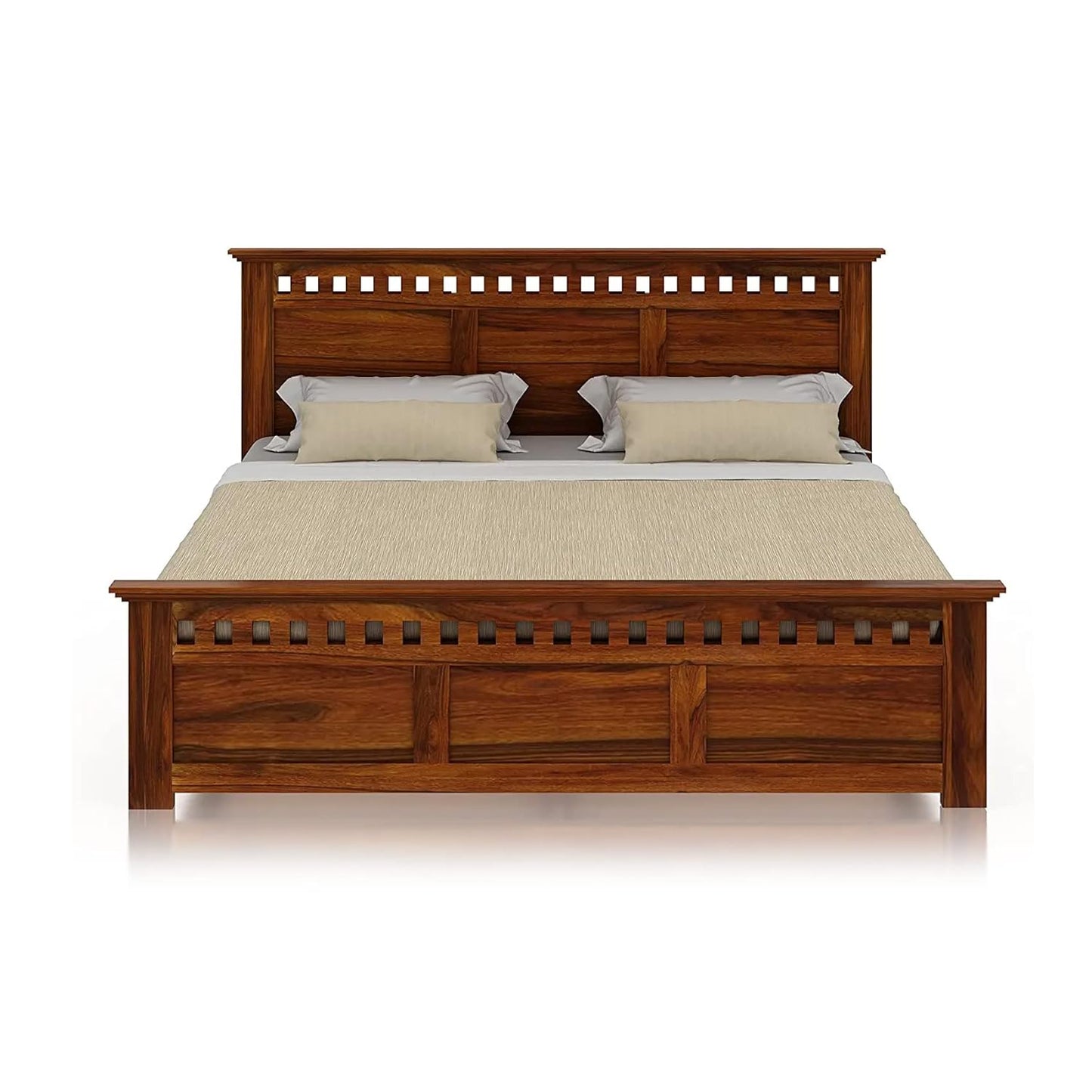 Simple Sheesham double bed natural tone