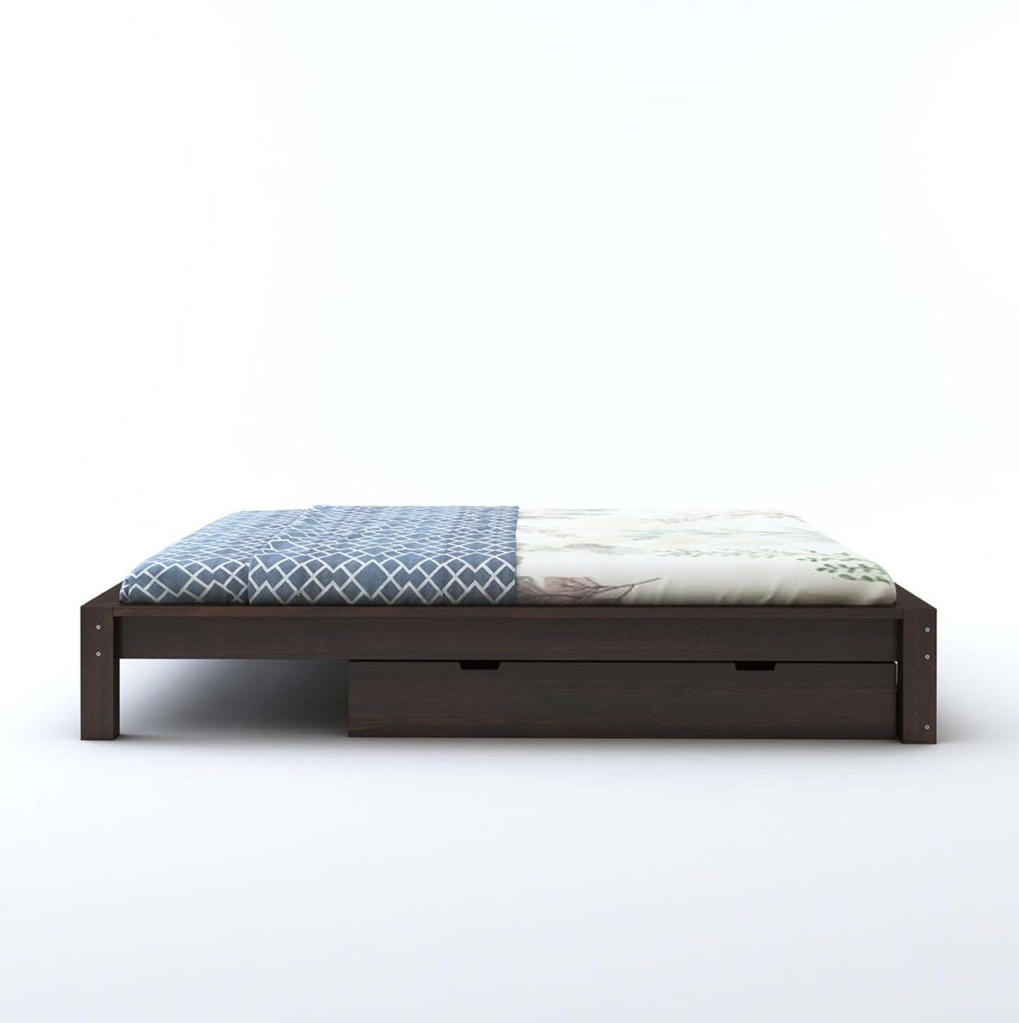 Space Saving Platform Queen Bed with Built-in Storage