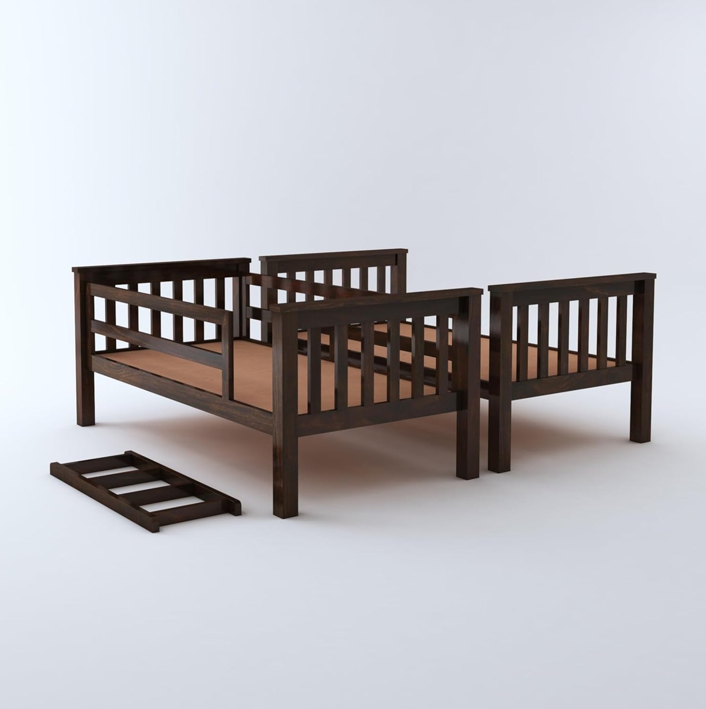 Wooden bunk bed for compact spaces