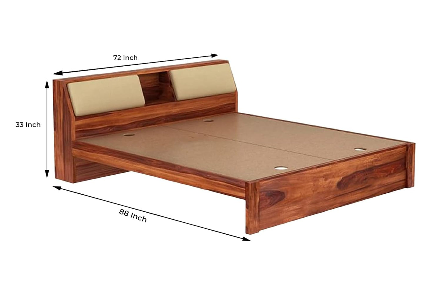 Wooden king bed without storage