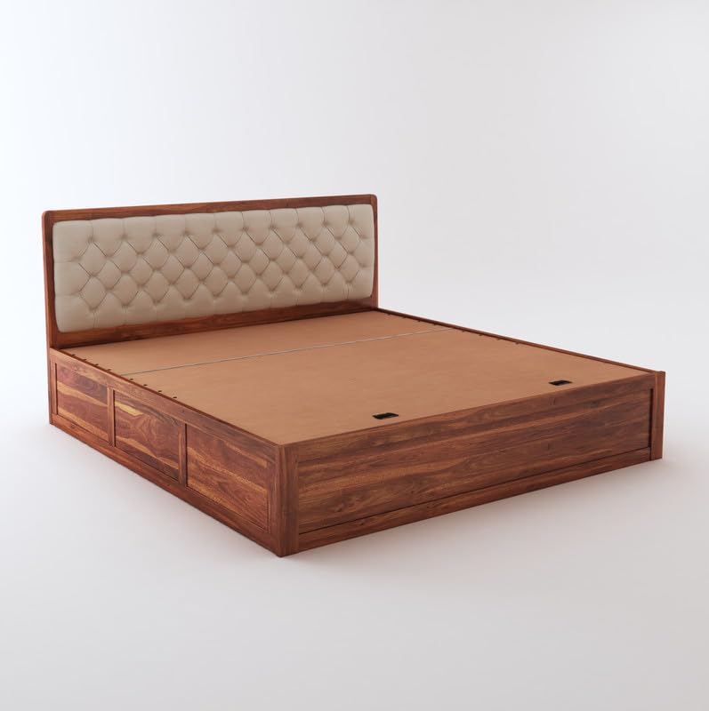 Curious Lifestyle Solid Sheesham Wood Queen Size Bed with Storage for Bedroom Living Room Solid Wooden Furniture Double Bed for Home Hotels (Walnut Finish)