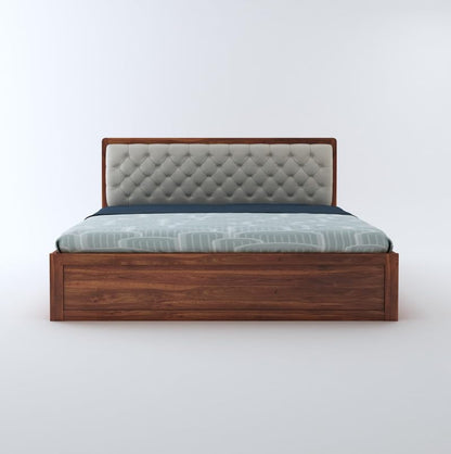 Curious Lifestyle Solid Sheesham Wood Queen Size Bed with Storage for Bedroom Living Room Solid Wooden Furniture Double Bed for Home Hotels (Walnut Finish)