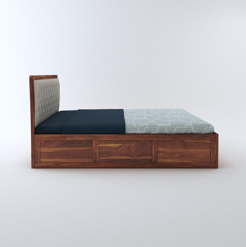 Curious Lifestyle Solid Sheesham Wood Queen Size Bed with Storage for Bedroom Living Room Solid Wooden Furniture Double Bed for Home Hotels (Walnut Finish)
