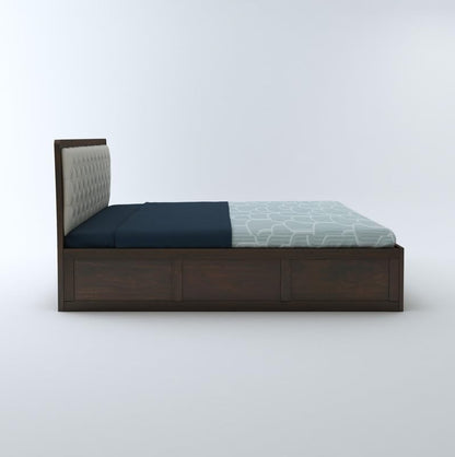 Curious Lifestyle Solid Sheesham Wood Queen Size Bed with Storage for Bedroom Living Room Solid Wooden Furniture Double Bed for Home Hotels (Walnut Finish)