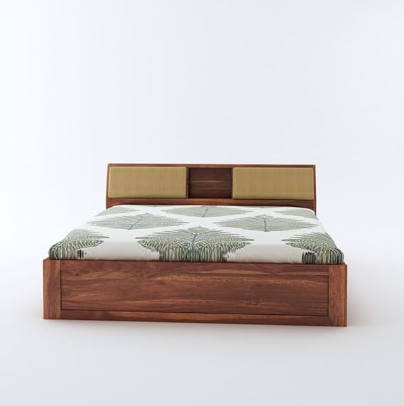 Curious Lifestyle Sheesham Wood King Size Bed with Hydraulic and Headboard Storage for Living Room Home Bedroom Wooden Double Bed Cot Palang Furniture (Walnut Finish)