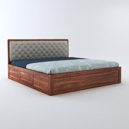 Curious Lifestyle Solid Sheesham Wood Queen Size Bed with Storage for Bedroom Living Room Solid Wooden Furniture Double Bed for Home Hotels (Walnut Finish)