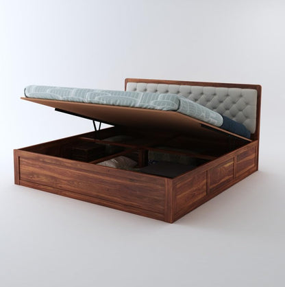 Curious Lifestyle Solid Sheesham Wood Queen Size Bed with Storage for Bedroom Living Room Solid Wooden Furniture Double Bed for Home Hotels (Walnut Finish)