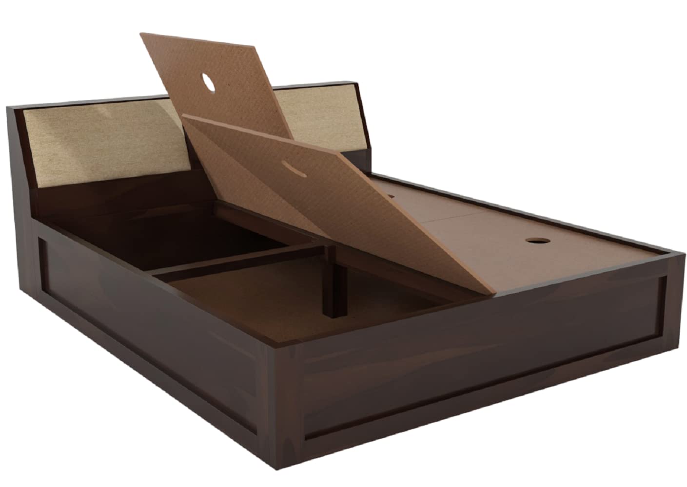 Curious Lifestyle Sheesham Wood Queen Size Bed with Box Storage & Headboard Storage | Solid Wood Double Bed Palang for Bedroom (Walnut Finish)