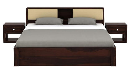 Curious Lifestyle Sheesham Wood King Size Bed with Box Storage Wooden Double Bed Cot Bed Furniture for Bedroom Living Room Home - (Walnut Finish)