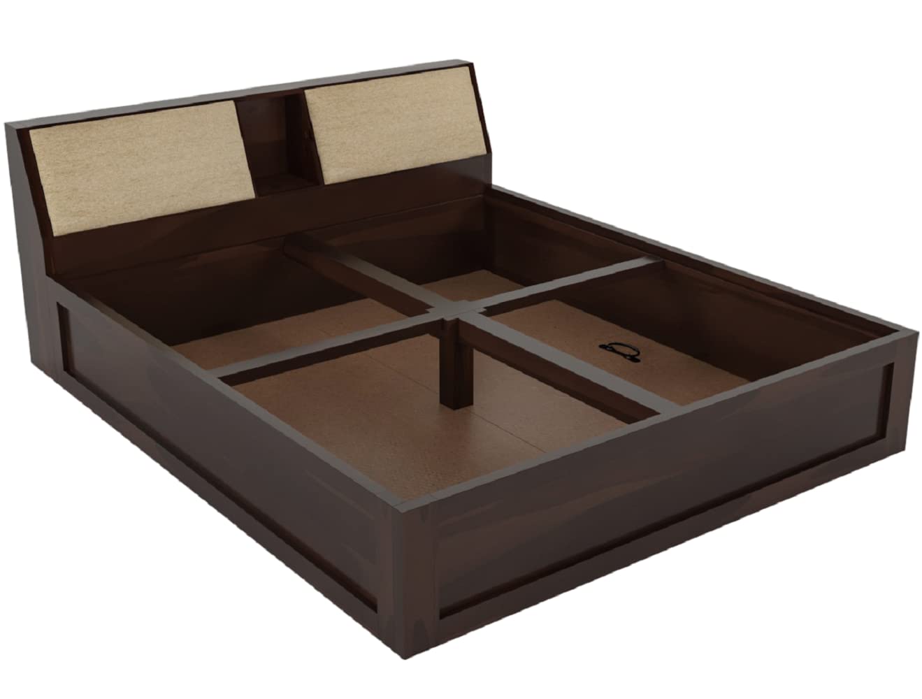 Curious Lifestyle Sheesham Wood Queen Size Bed with Box Storage & Headboard Storage | Solid Wood Double Bed Palang for Bedroom (Walnut Finish)