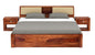 Curious Lifestyle Sheesham Wood King Size Bed with Box Storage Wooden Double Bed Cot Bed Furniture for Bedroom Living Room Home - (Walnut Finish)