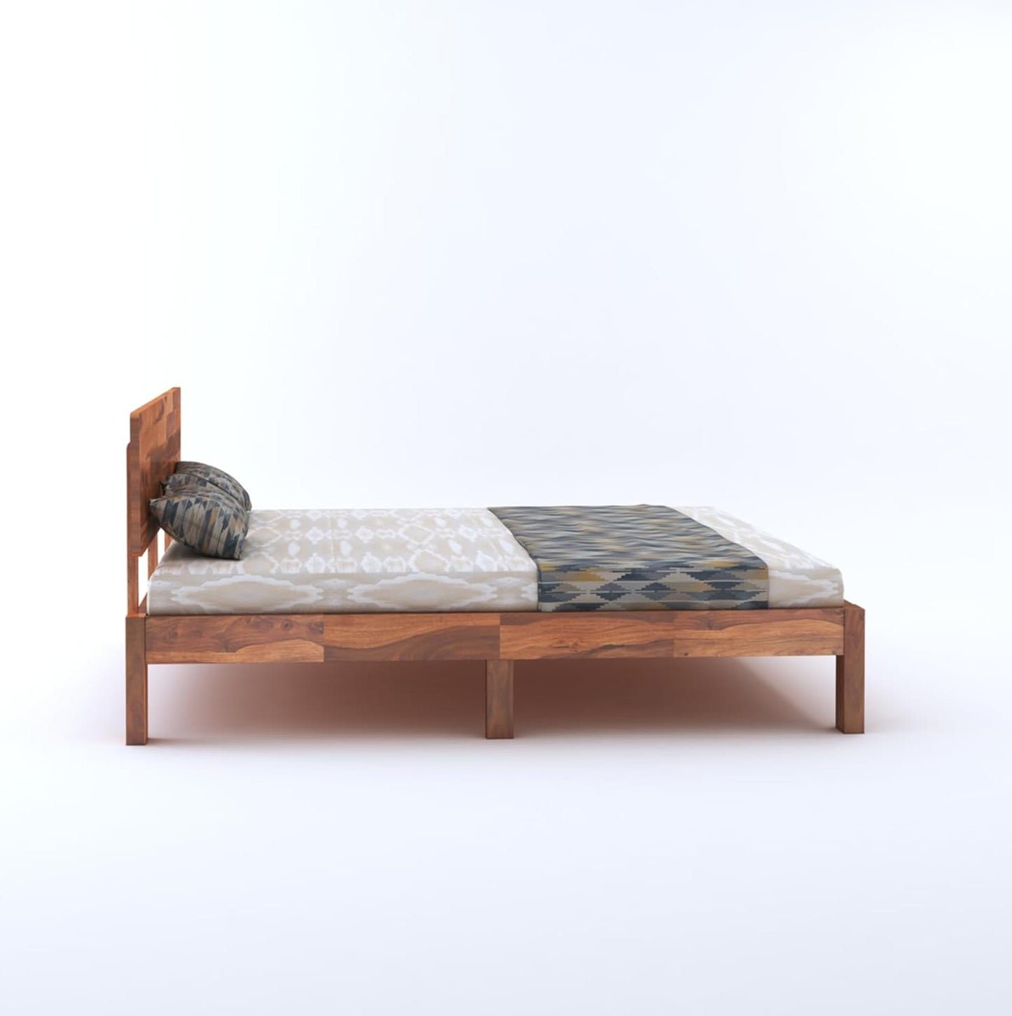 Curious Lifestyle Sheesham Wood Queen Size Bed with Box Storage & Headboard Storage | Solid Wood Double Bed Palang for Bedroom (Walnut Finish)