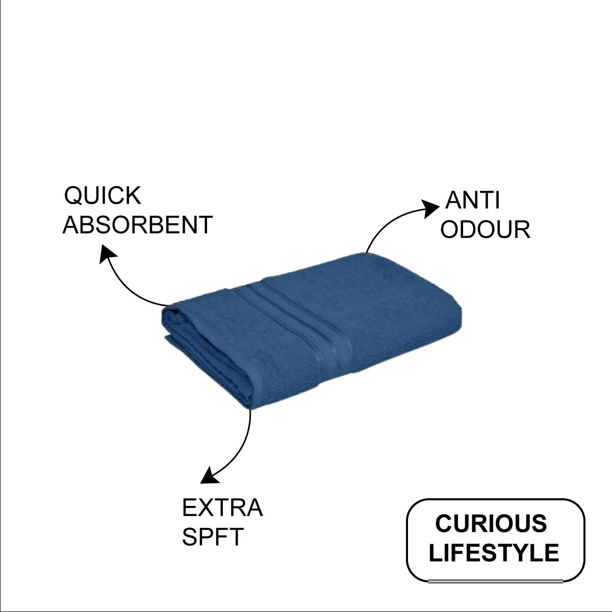 100% Cotton 600 GSM Bath Towels | Extra Soft & Absorbent Large Size Towels for Bathing (140 CM X 70 CM Pack of 1) Blue