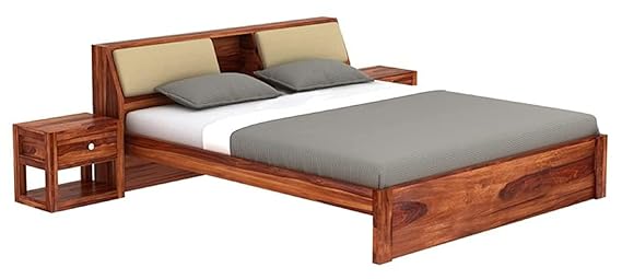 Curious Lifestyle Sheesham Wood King Size Bed with Hydraulic and Headboard Storage for Living Room Home Bedroom Wooden Double Bed Cot Palang Furniture (Walnut Finish)