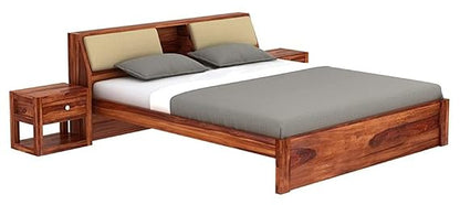 Curious Lifestyle Sheesham Wood King Size Bed with Hydraulic and Headboard Storage for Living Room Home Bedroom Wooden Double Bed Cot Palang Furniture (Walnut Finish)