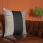 Dhurrie Fabric+Faux Leather Square Shape Decorative Cushion Covers 16 inch x 16 inch for Sofa and Living Room Bedroom