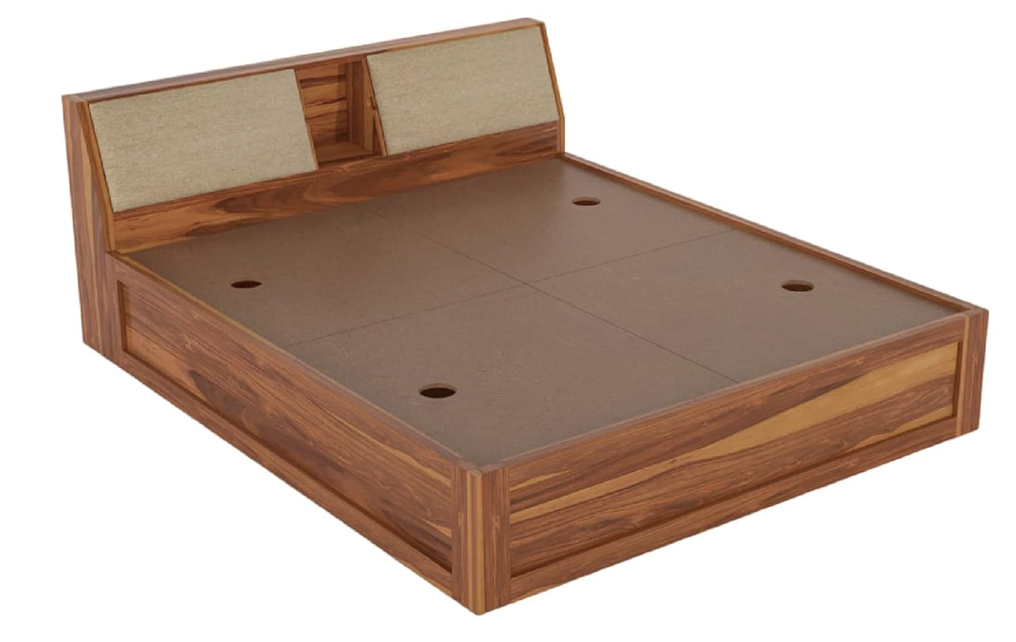 Curious Lifestyle Sheesham Wood Queen Size Bed with Box Storage & Headboard Storage | Solid Wood Double Bed Palang for Bedroom (Walnut Finish)