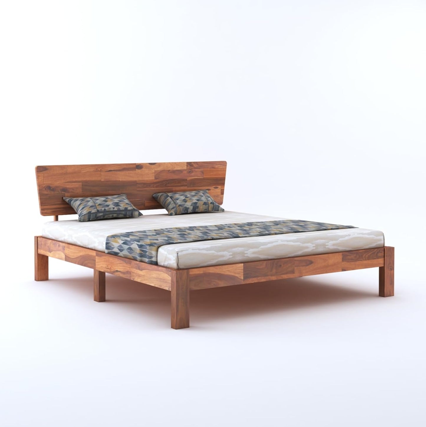 Curious Lifestyle Sheesham Wood Queen Size Bed with Box Storage & Headboard Storage | Solid Wood Double Bed Palang for Bedroom (Walnut Finish)