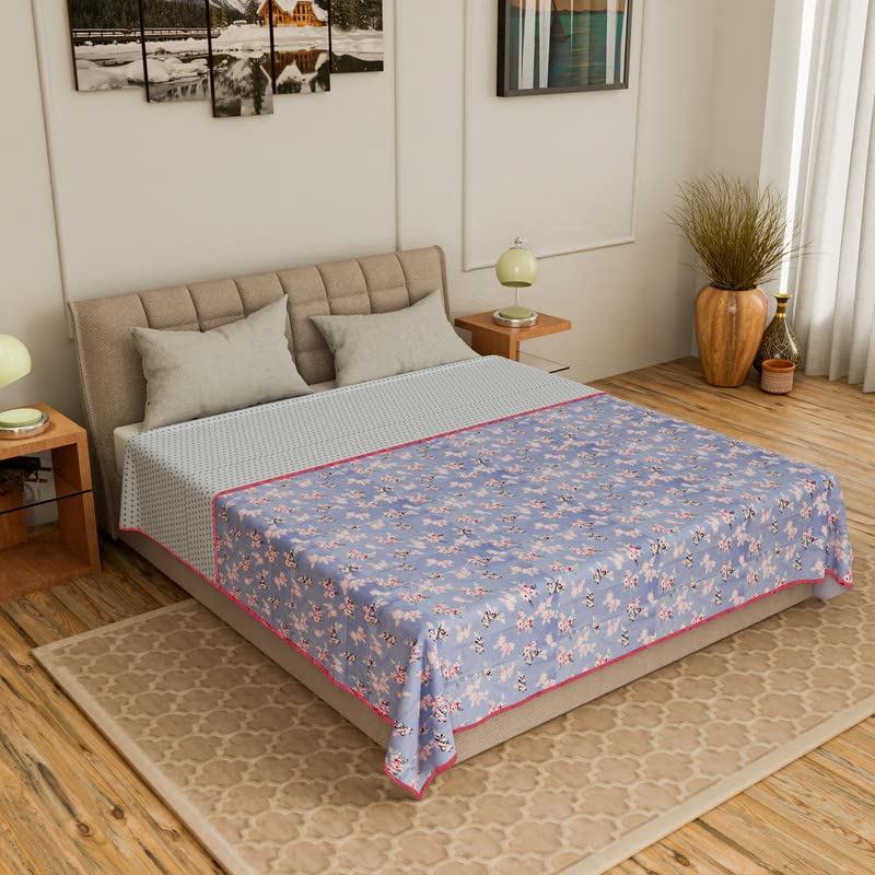 Cotton Soft Hand Block Printed Reversible Dohar AC Blanket Double Bed King Size (Size-84*90/C5)