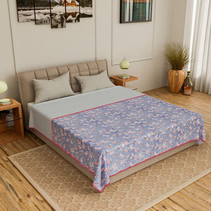 Cotton Soft Hand Block Printed Reversible Dohar AC Blanket Double Bed King Size (Size-84*90/C5)