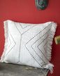 Dhurrie Fabric+Faux Leather Square Shape Decorative Cushion Covers 16 inch x 16 inch for Sofa and Living Room Bedroom