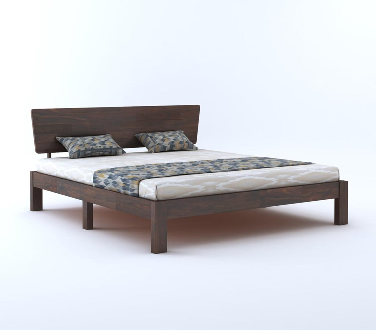 Curious Lifestyle Sheesham Wood Queen Size Bed with Box Storage & Headboard Storage | Solid Wood Double Bed Palang for Bedroom (Walnut Finish)