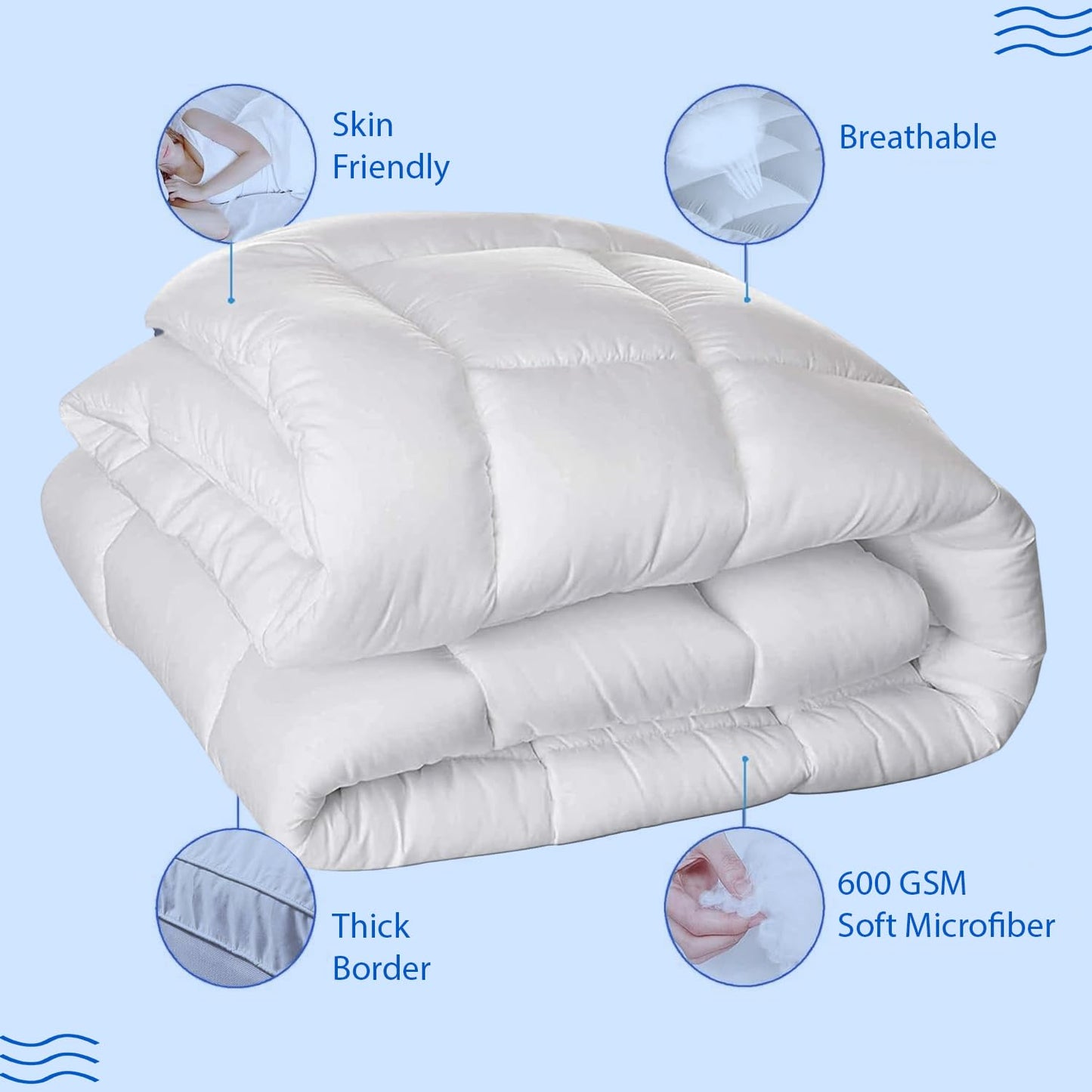 Super Soft 600 GSM Microfiber Mattress Topper | Quilted Mattress Padding by Curious Lifestyle