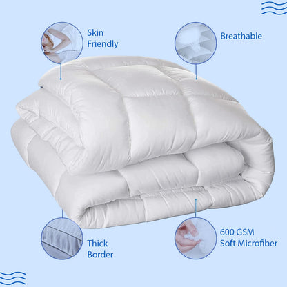 Super Soft 600 GSM Microfiber Mattress Topper | Quilted Mattress Padding by Curious Lifestyle