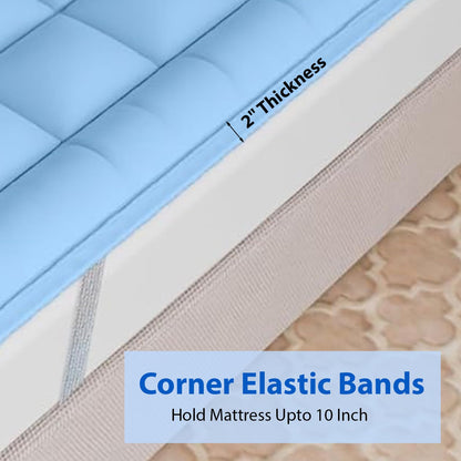 Super Soft 600 GSM Microfiber Mattress Topper | Quilted Mattress Padding by Curious Lifestyle