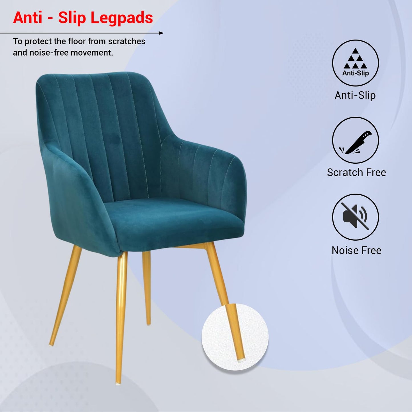Curious Lifestyle Velvet Cafe Chair | Dining Chair for Cafe & Restaurant Chair | Upholstered Accent Chair with Arm Rest for Living Room/Dinning Room | Velvet Chair with Metal Leg (Peach, 19x24x39 in)