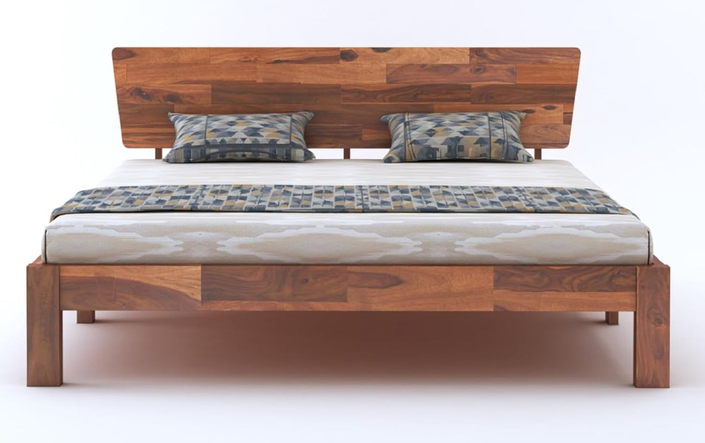 Curious Lifestyle Sheesham Wood Queen Size Bed with Box Storage & Headboard Storage | Solid Wood Double Bed Palang for Bedroom (Walnut Finish)