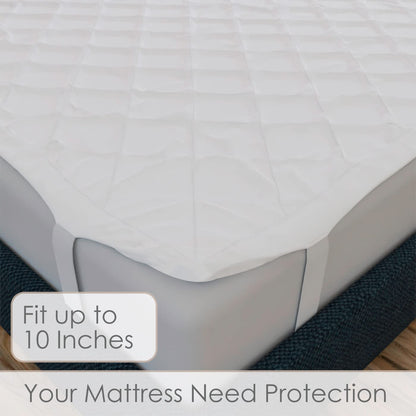 Waterproof Cotton Mattress Protector Queen Size | Soft & Washable Bed Cover by Curious Lifestyle