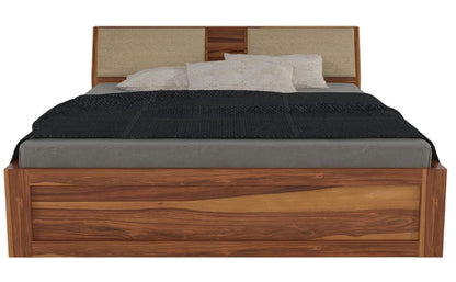 Curious Lifestyle Sheesham Wood Queen Size Bed with Box Storage & Headboard Storage | Solid Wood Double Bed Palang for Bedroom (Walnut Finish)