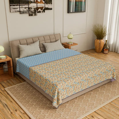 Cotton Soft Hand Block Printed Reversible Dohar AC Blanket Double Bed King Size (Size-84*90/C5)