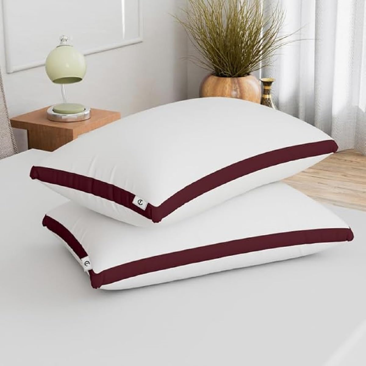 Extra Soft Microfiber Filled Down Alternative Hypoallergenic Premium Sleeping Pillow/Border Pillow Set of 2 (16 x 24 inch Pack of 2)
