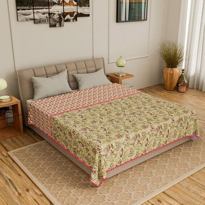 Cotton Soft Hand Block Printed Reversible Dohar AC Blanket Double Bed King Size (Size-84*90/C5)