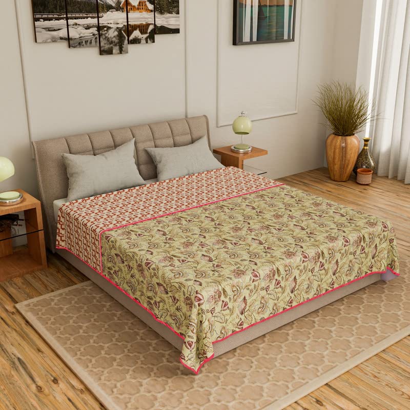 Cotton Soft Hand Block Printed Reversible Dohar AC Blanket Double Bed King Size (Size-84*90/C5)