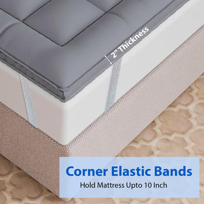 Super Soft 600 GSM Microfiber Mattress Topper | Quilted Mattress Padding by Curious Lifestyle