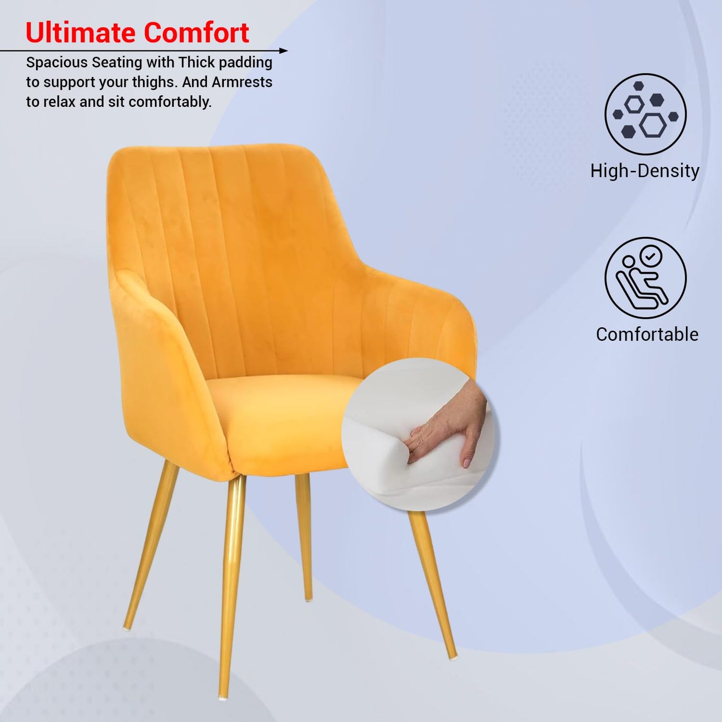 Velvet Cafe & Dining Chair with Armrest by Curious Lifestyle